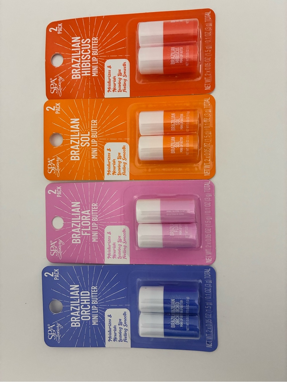 SPA Life Brazilian Lip Butter 2-Pack – Pink, Orange, Blue, Red Varieties